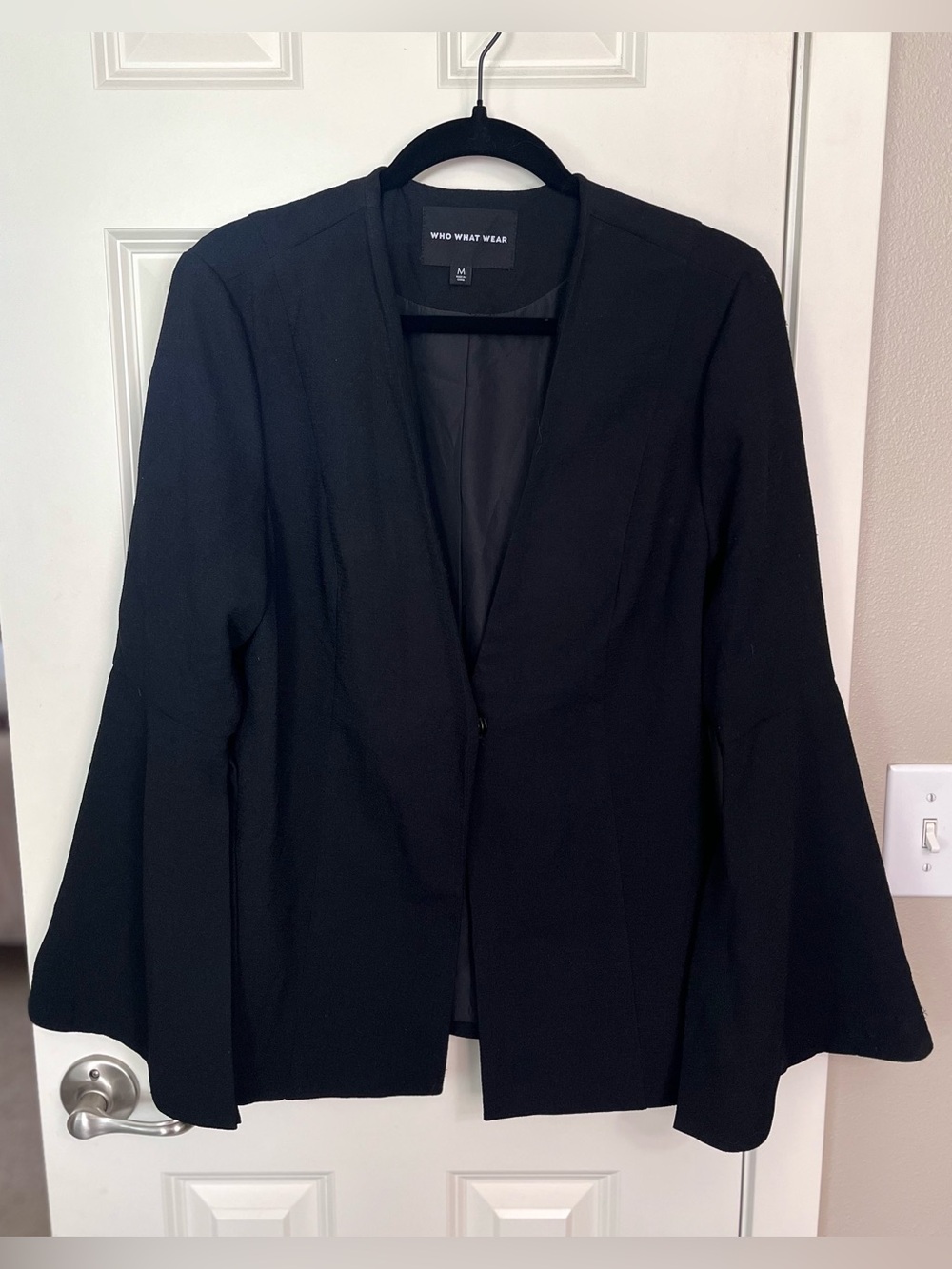 Who What Wear Bell-Sleeve Collarless Blazer